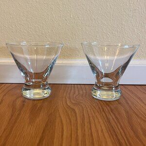 Two 2 oz ounce glass dessert dishes cups dizzy cocktail Crate & Barrel glasses